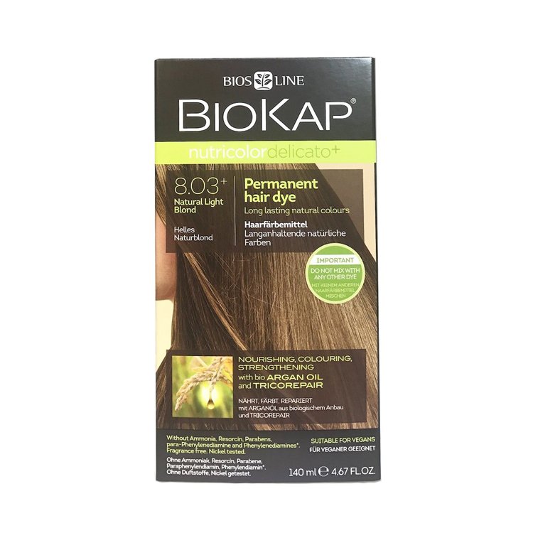 BioKap Natural Light Blond 8.03+ Permanent Hair Dye 140ml